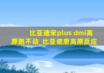 比亚迪宋plus dmi高原跑不动_比亚迪唐高原反应